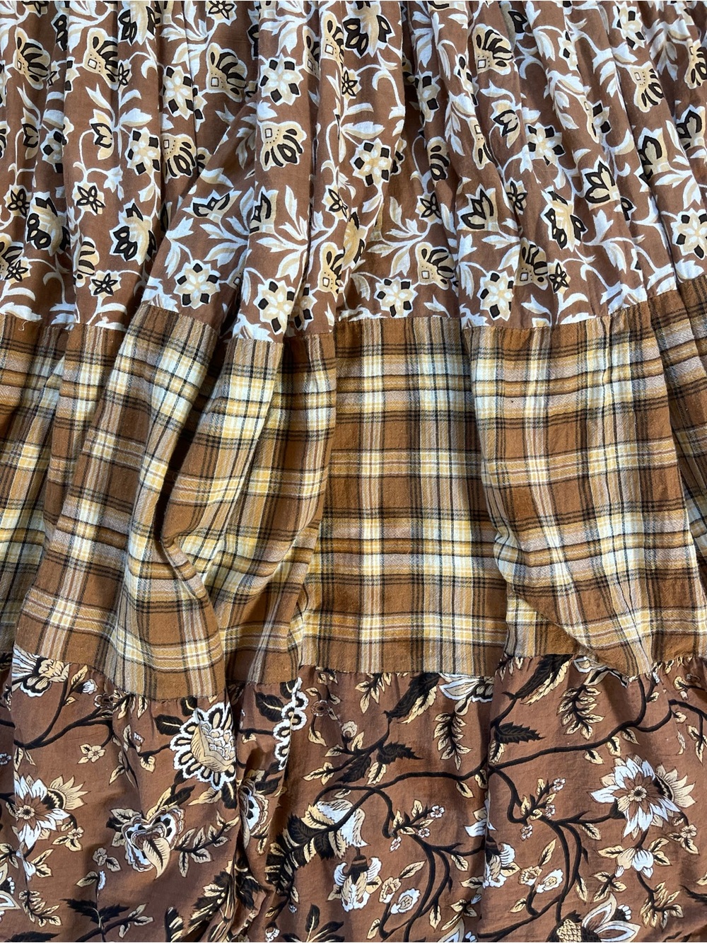 Bobbie Brooks Y2K does Boho Prairie Cottagecore Patchwork Tiered Maxi Skirt - Picture 3 of 4